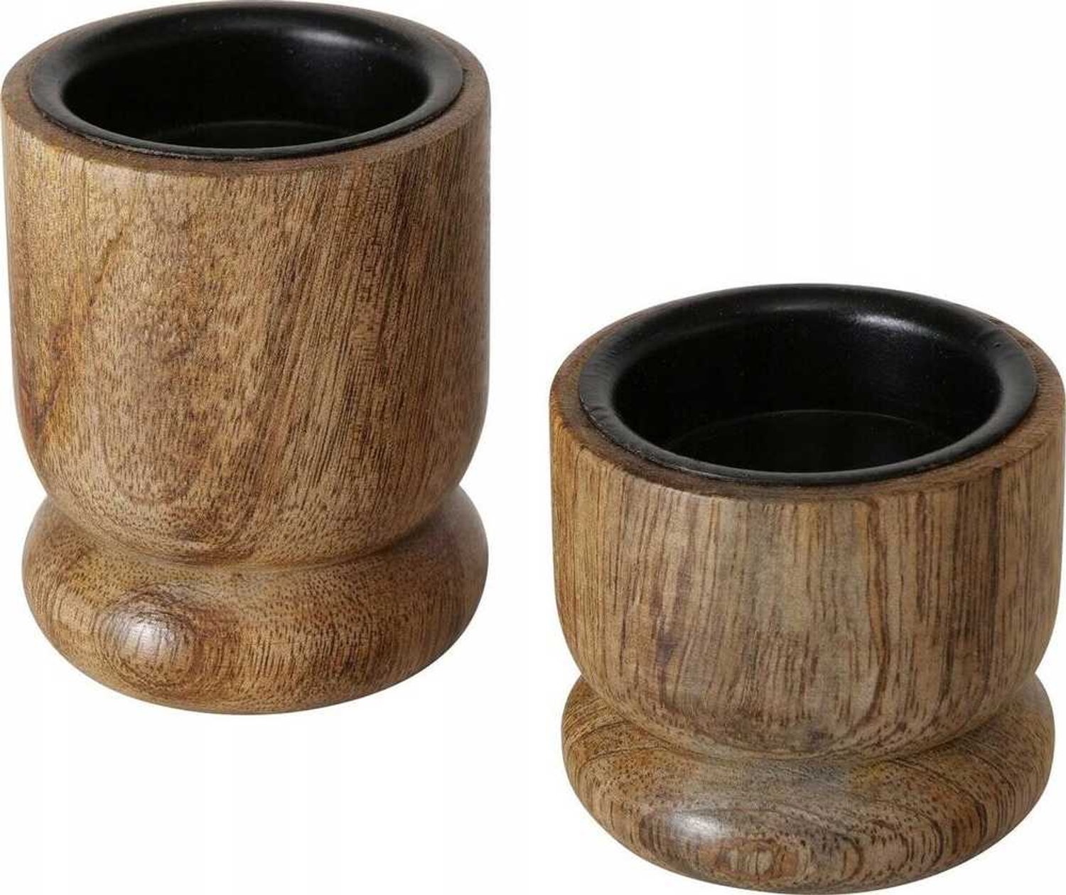 Boltze houten kandelaars Numli - set van 2, mangohout, oranje, voor dunne kaarsen