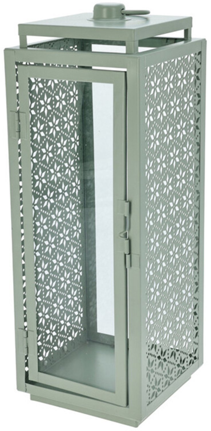 ProGarden metalen lantaarn voor kaars - groen, 14,5 x 14,5 x 39 cm