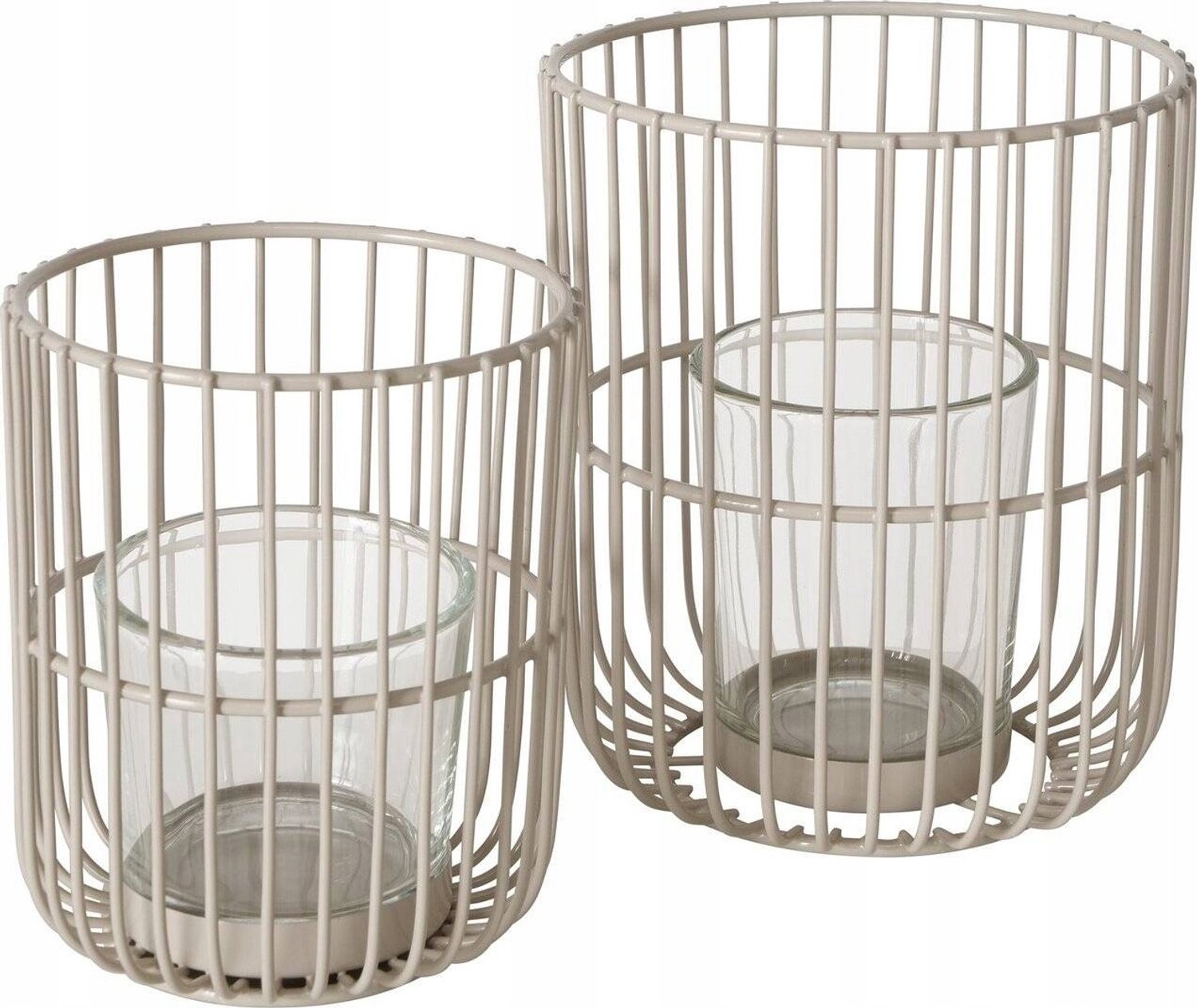 Boltze metalen lantaarns Cindy - set van 2, zandkleur, 83695, ijzer en glas Beige