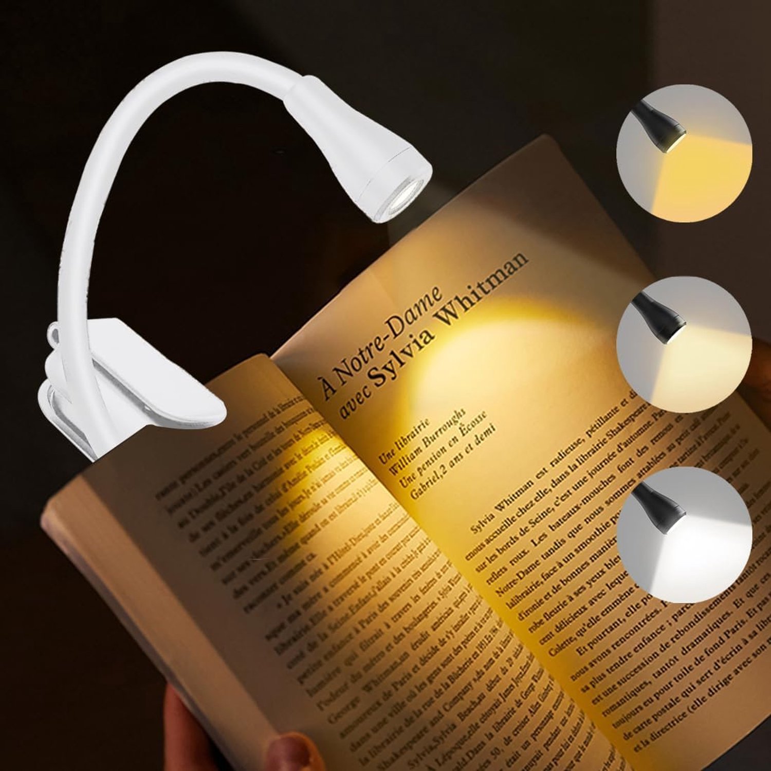 Leeslamp - Oplaadbare Clip-on Leeslamp - USB Boeklamp met 360° Verstelbare Clip - Draagbaar voor Bed en Boek - Perfect voor Boekenliefhebbers - Witte Kleur - 1 Stuk
