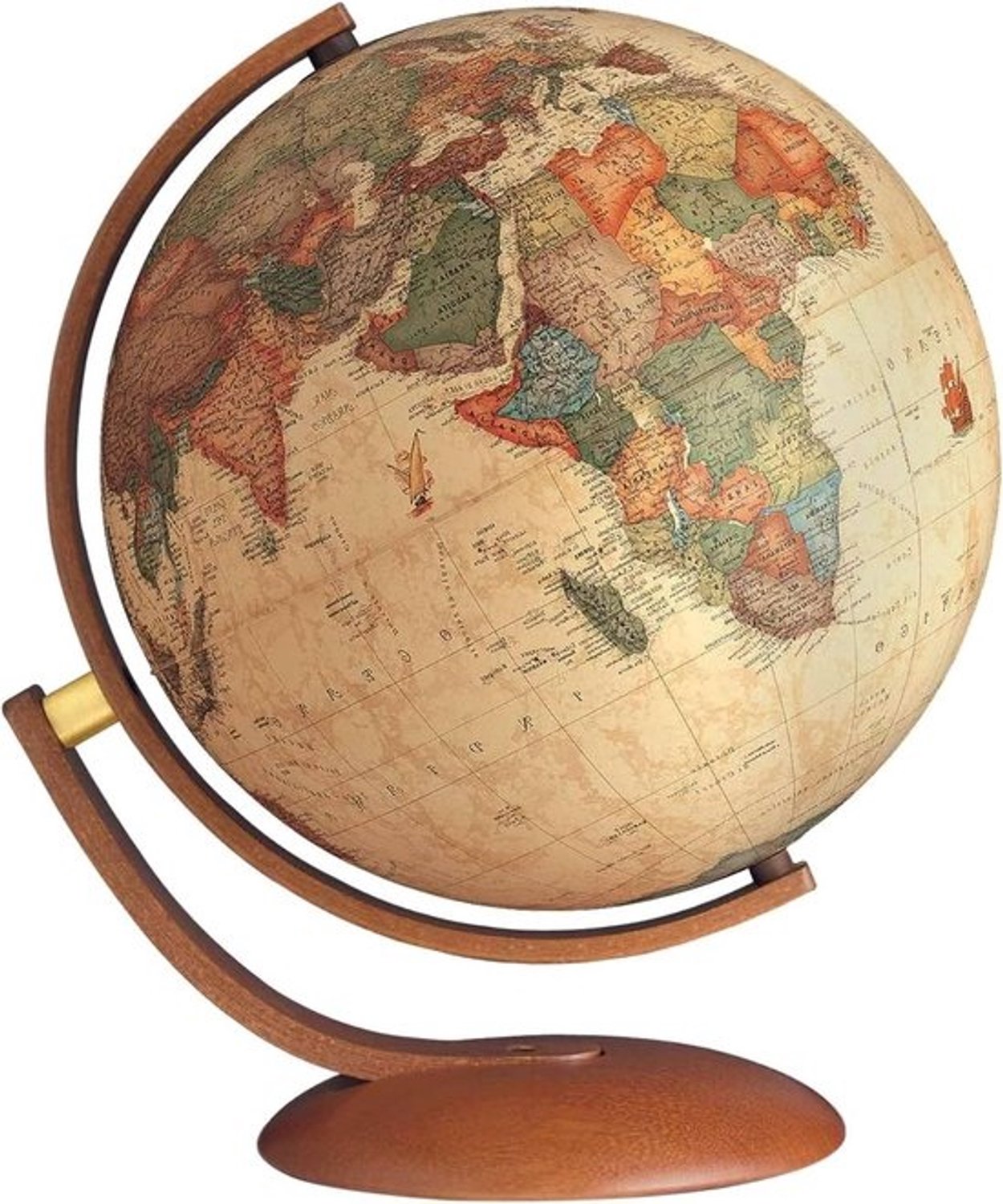 Verlichte Wereldbol - Educatieve Bol Antieke Bol - Geografie ontdekken - Antieke Stijl - 30 cm - Bruin