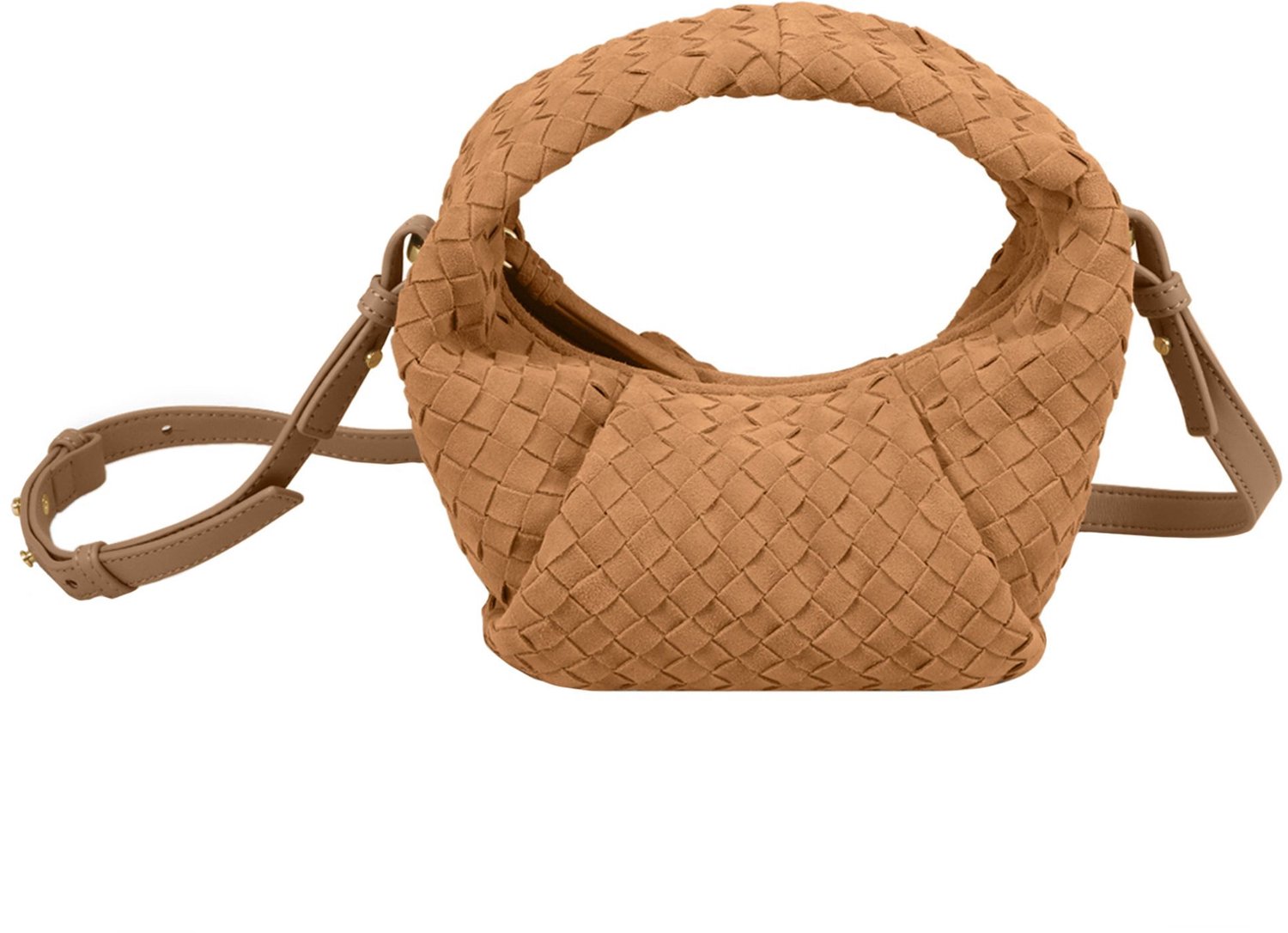LES VISIONNAIRES Greta mini weave Handtas Leder 20 cm - Dames - golden brown - caramel
