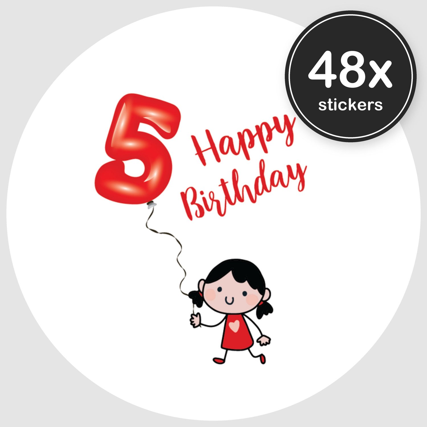 Sluitstickers Verjaardag - 48 stuks - Rond 30 mm - Verjaardag Stickers - Sluitzegel Uitnodiging - Design 095