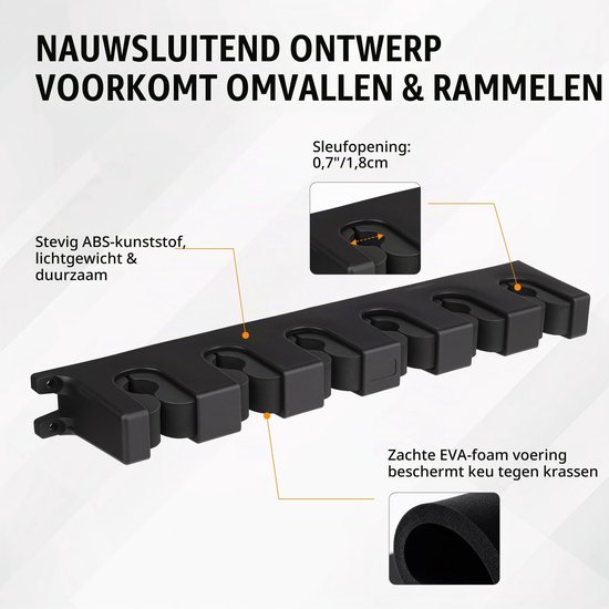 Poolkeu Rek Wandmontage - Zwart - 6 Keuen - ABS Kunststof - Voor Speelkamer En Biljartruimte — afbeelding 4