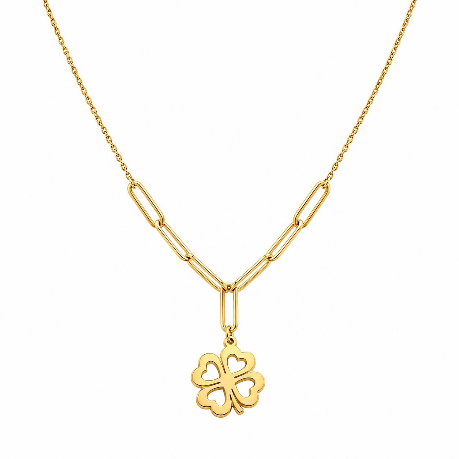 Gouden Ketting met Klavertje 14 Karaats