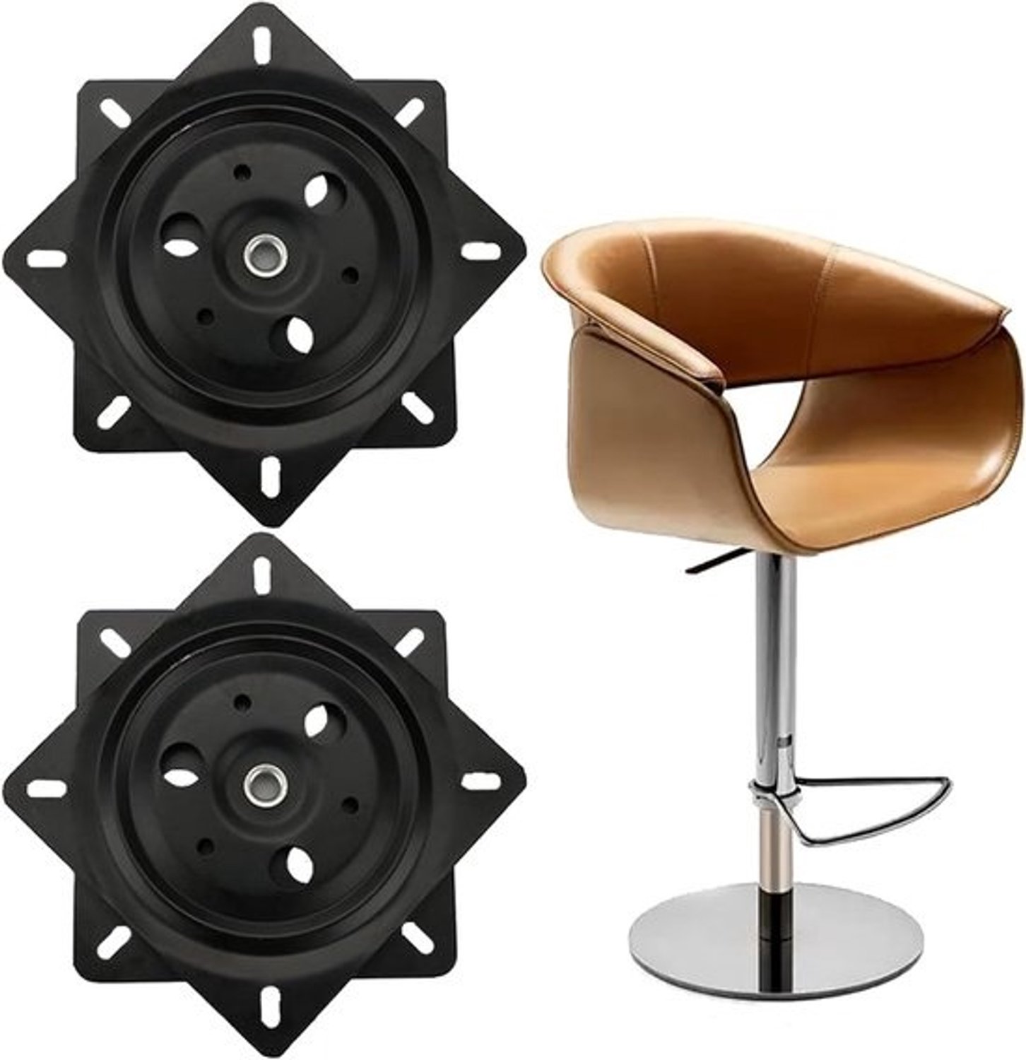 Draaibare plaat - Set draaiplateaus - Maak stoelen draaibaar - Stille, soepele rotatie - 6 Inch diameter - Zwart
