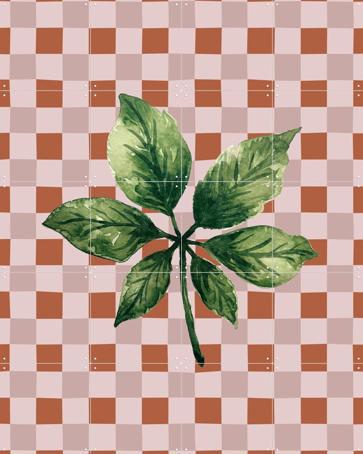 IXXI Chestnut Autumn Leaf, Palmartprints - 80 x 100 cm - Grote wanddecoratie en posters - Modern, Woonkamer, Slaapkamer, Gang, Eetkamer, Bladeren Roze / Groen