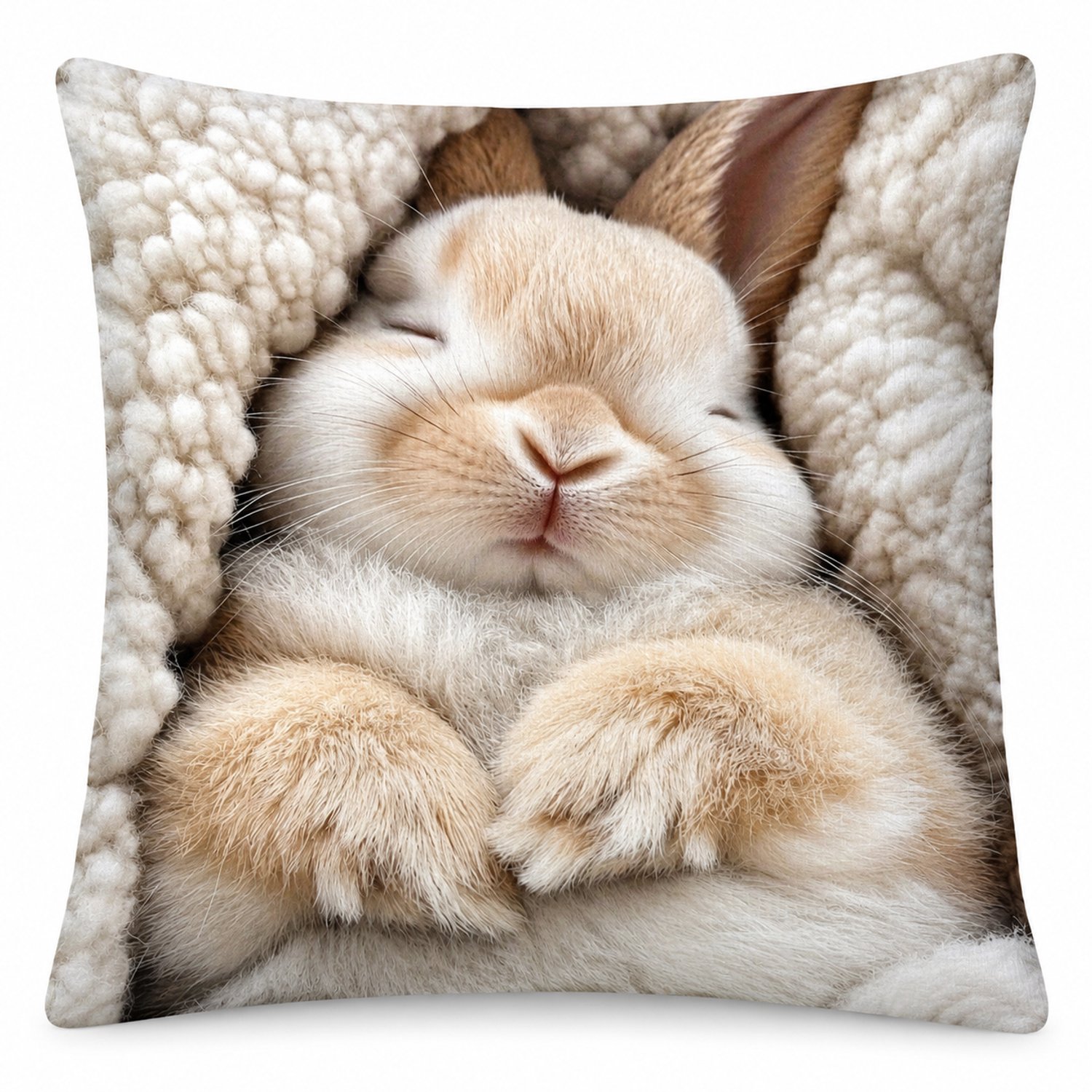 SWGOTA Sierkussenhoes met konijnenprint 45 x 45 cm, pluche bankdecoratie voor Pasen, zonder binnenkussen Multicolor