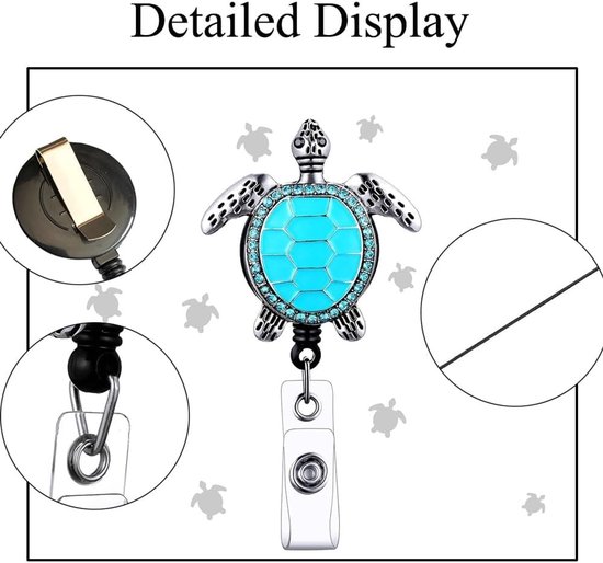 Set van 2 Retractable ID Badge Holders, Schattige Decoratieve Naam Badge Reel voor Kantoor, Verpleegkundige en Docent (Paars & Roze) — afbeelding 4
