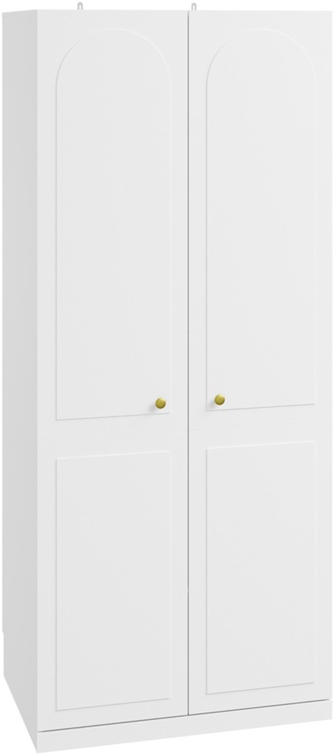 SoBuy Kledingkast - Kledingkasten Slaapkamer met Klapdeuren en Hangrail - Kledingkast Organizer met 1 Lade en 3 Verstelbare Planken - Witte Spaanplaat Kledingkast | KSB07-W