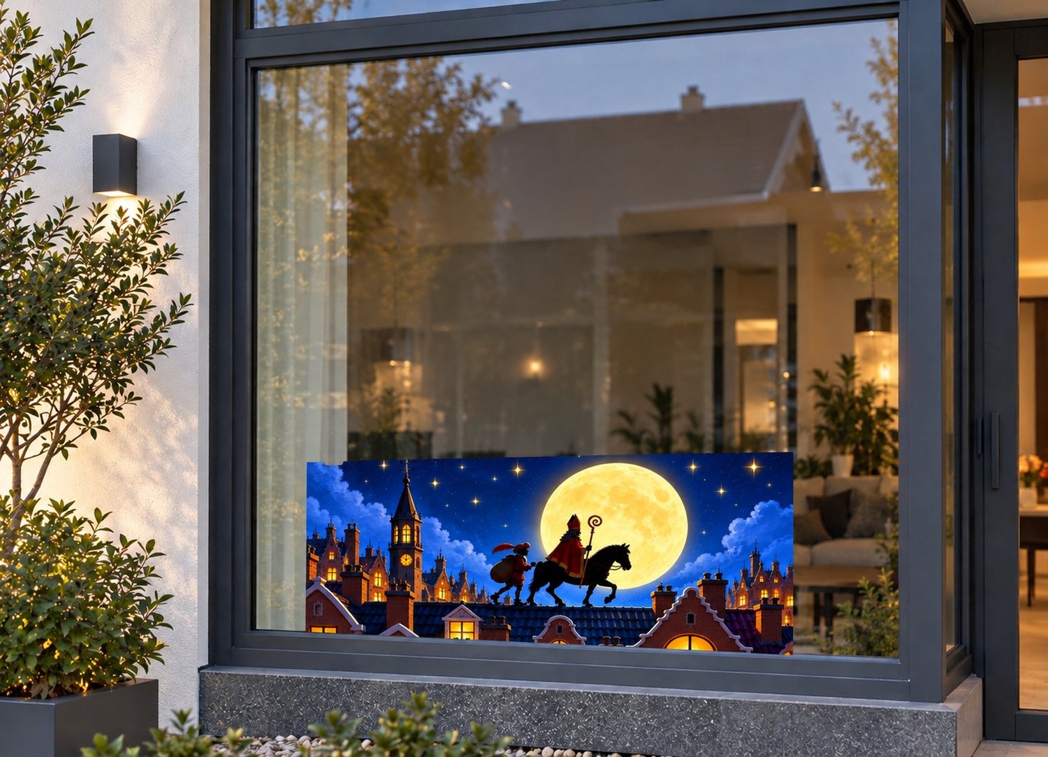 De Stickerman Sinterklaas Raamsticker 30cm Breed Herbruikbaar Weerbestendig (V31) Multi