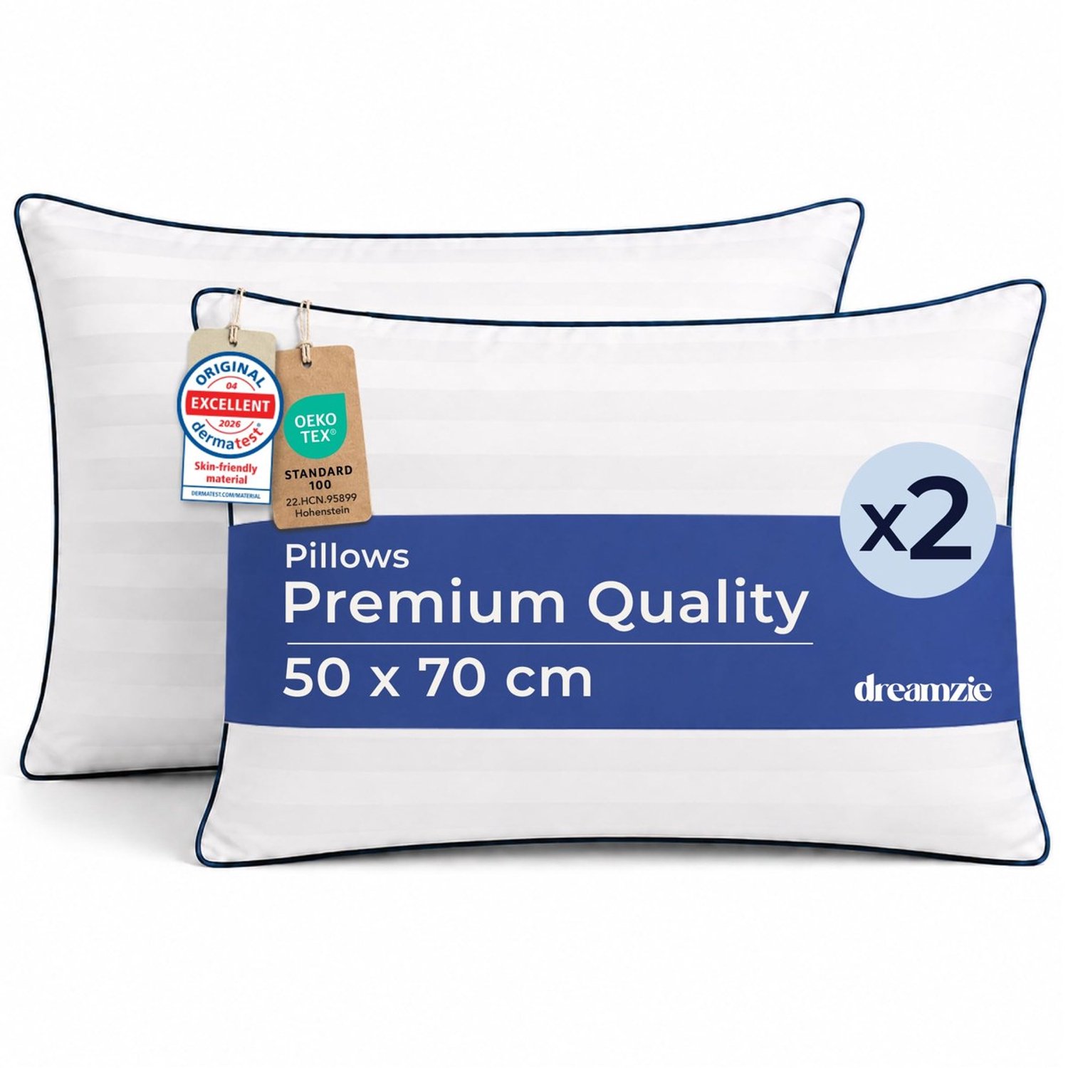 Duraxl Hoofdkussen - 50 x 70 cm - Set van 2 - Wit