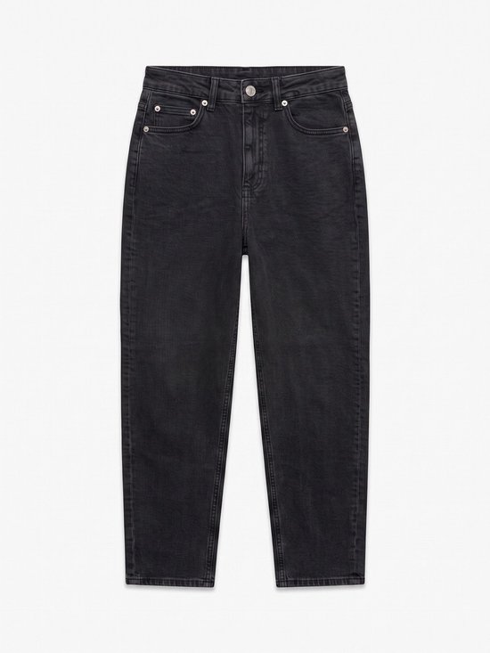 Zwarte jeans met hoge taille en mom-fit pasvorm.