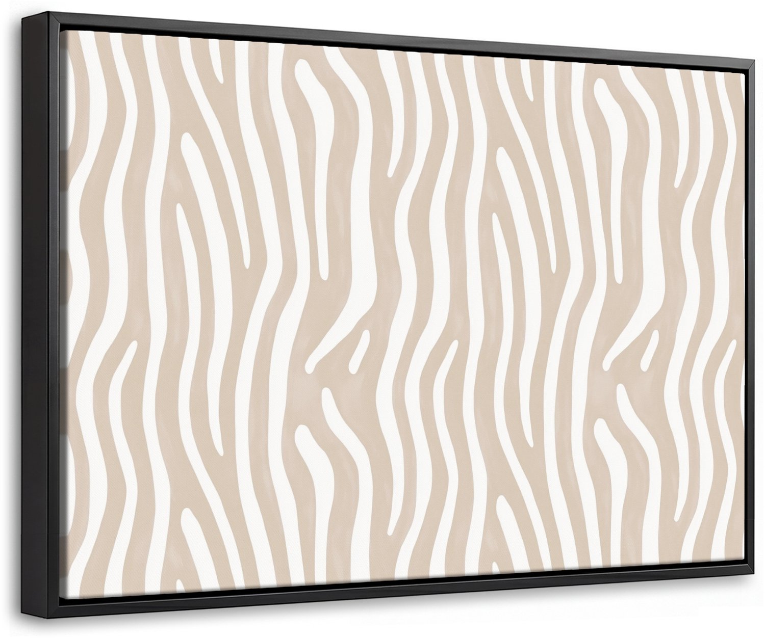 Canvas Schilderij met Baklijst 30x20cm - Abstract - Zebra - Beige - Muurdecoratie woonkamer - Slaapkamer decoratie - Kamer accessoires - Schilderijen op canvas met lijst