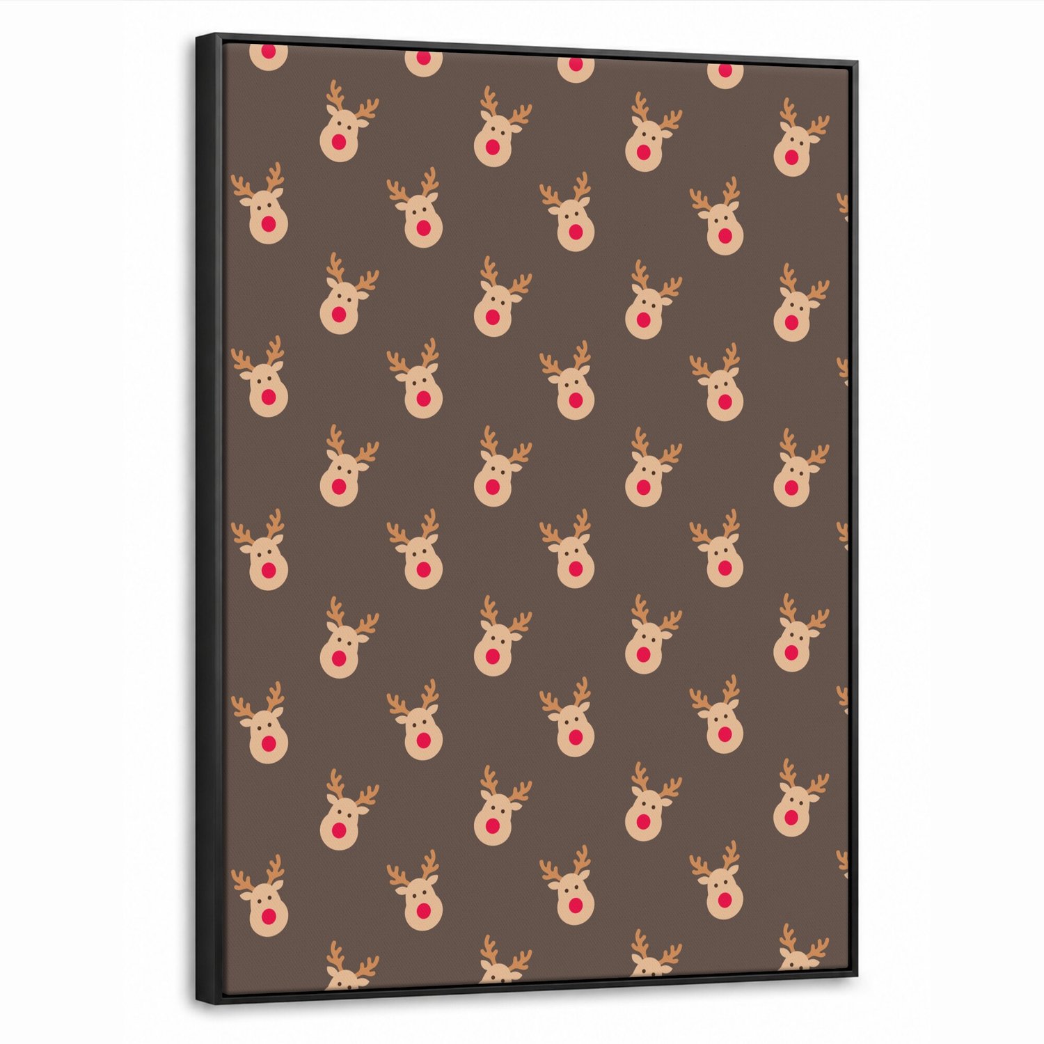 Canvas Schilderij met Baklijst 70x100cm - Kerst - Rendieren - Bruin - Muurdecoratie woonkamer - Slaapkamer decoratie - Kamer accessoires - Schilderijen op canvas met lijst