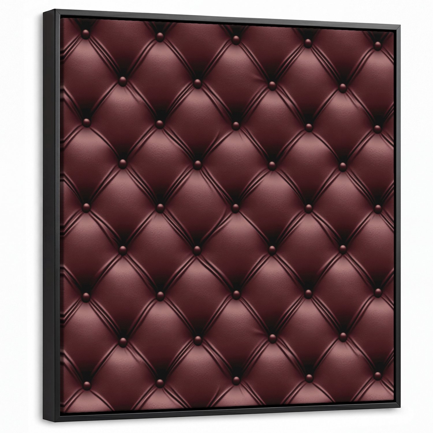 Canvas Schilderij met Baklijst 50x50cm - Leer - Patroon - Bordeaux - Muurdecoratie woonkamer - Slaapkamer decoratie - Kamer accessoires - Schilderijen op canvas met lijst