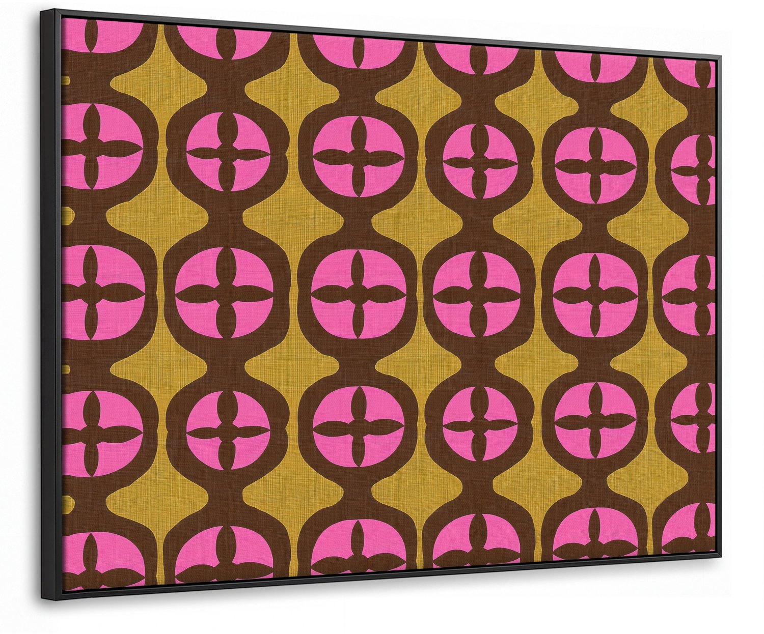 Canvas Schilderij met Baklijst 100x70cm - Modern - Patroon - Roze - Muurdecoratie woonkamer - Slaapkamer decoratie - Kamer accessoires - Schilderijen op canvas met lijst