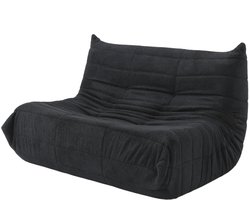 2-persoons vloersofa YF407-2 – zitzak-loungestoel – zwart – geen montage nodig