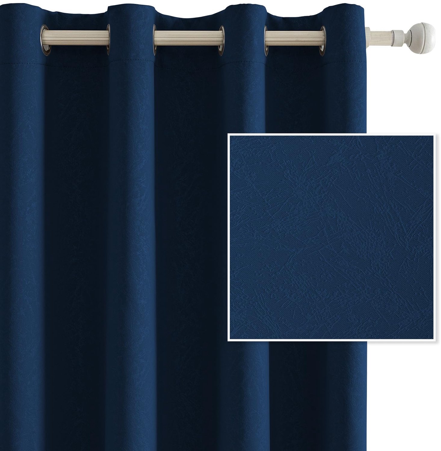 Famanu Set van 2 thermische verduisterende gordijnen van 140 x 240 cm, warmte-isolerend, modern design met oogjes, geschikt voor woonkamer en slaapkamer, blauw
