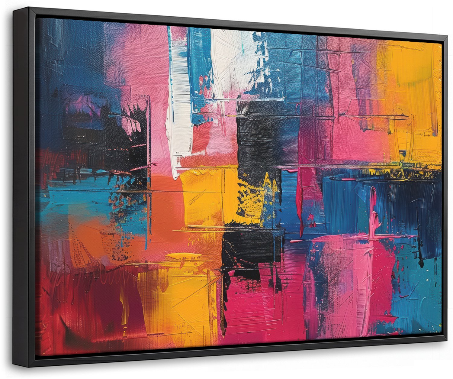 Canvas Schilderij met Baklijst 30x20cm - Verflook - Kunst - Modern - Abstract - Muurdecoratie woonkamer - Slaapkamer decoratie - Kamer accessoires - Schilderijen op canvas met lijst