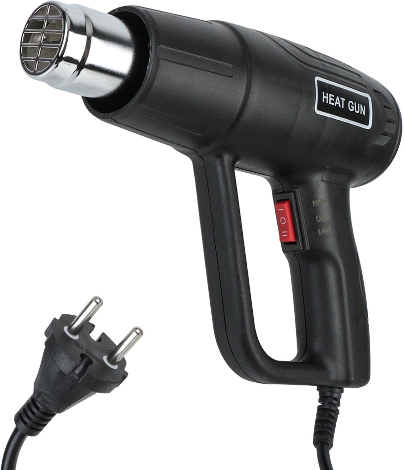 Heteluchtpistool - Warmtepistool - Heteluchtföhn - Zwart - 2000W - Variabele Temperatuur 60-600 °C - 50 Hz - Zonder Display - EU-Stekker - Voor Krimpkous en Soldeerwerk