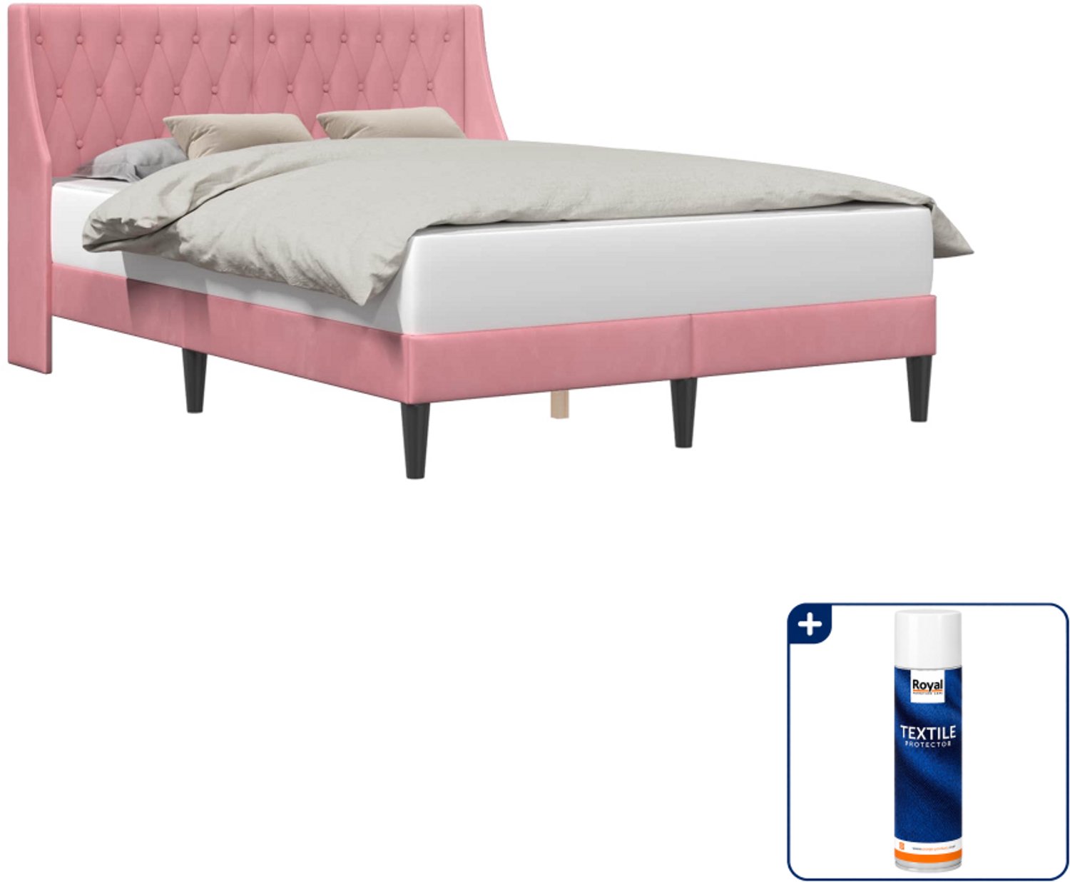 vidaXL bedframe - 120 x 200 cm - fluweel - roze - Inclusief textielbeschermer 500 ml