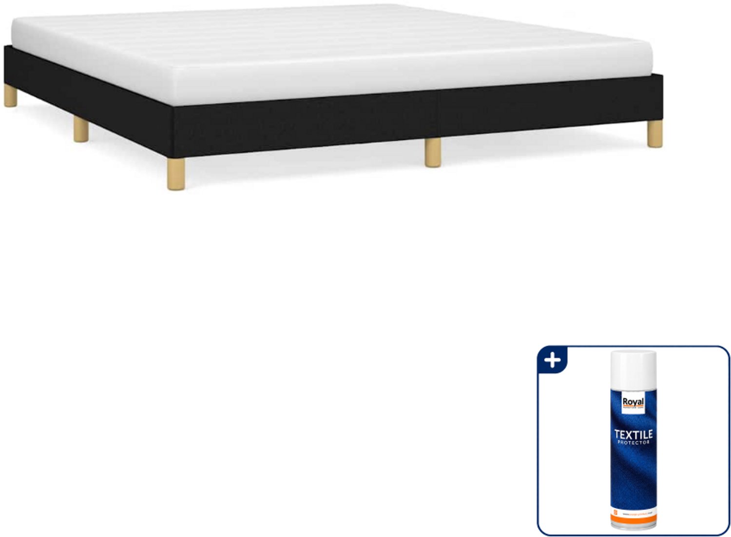 vidaXL bedframe - Kingsize - 180 x 200 cm - zwart - Inclusief textielbeschermer 500 ml