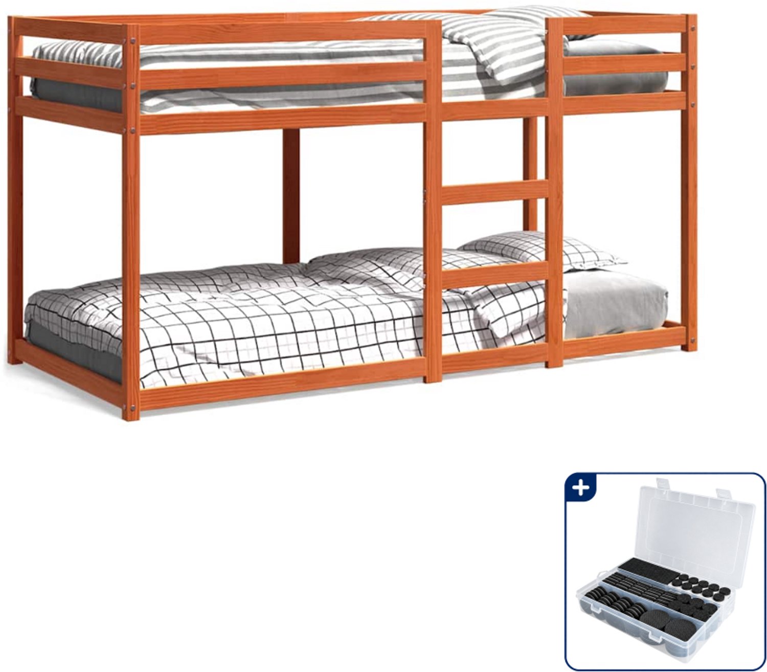 vidaXL stapelbed 80 x 200 cm - massief grenenhout - wasbruin - Inclusief antikrasvilt 177-delig