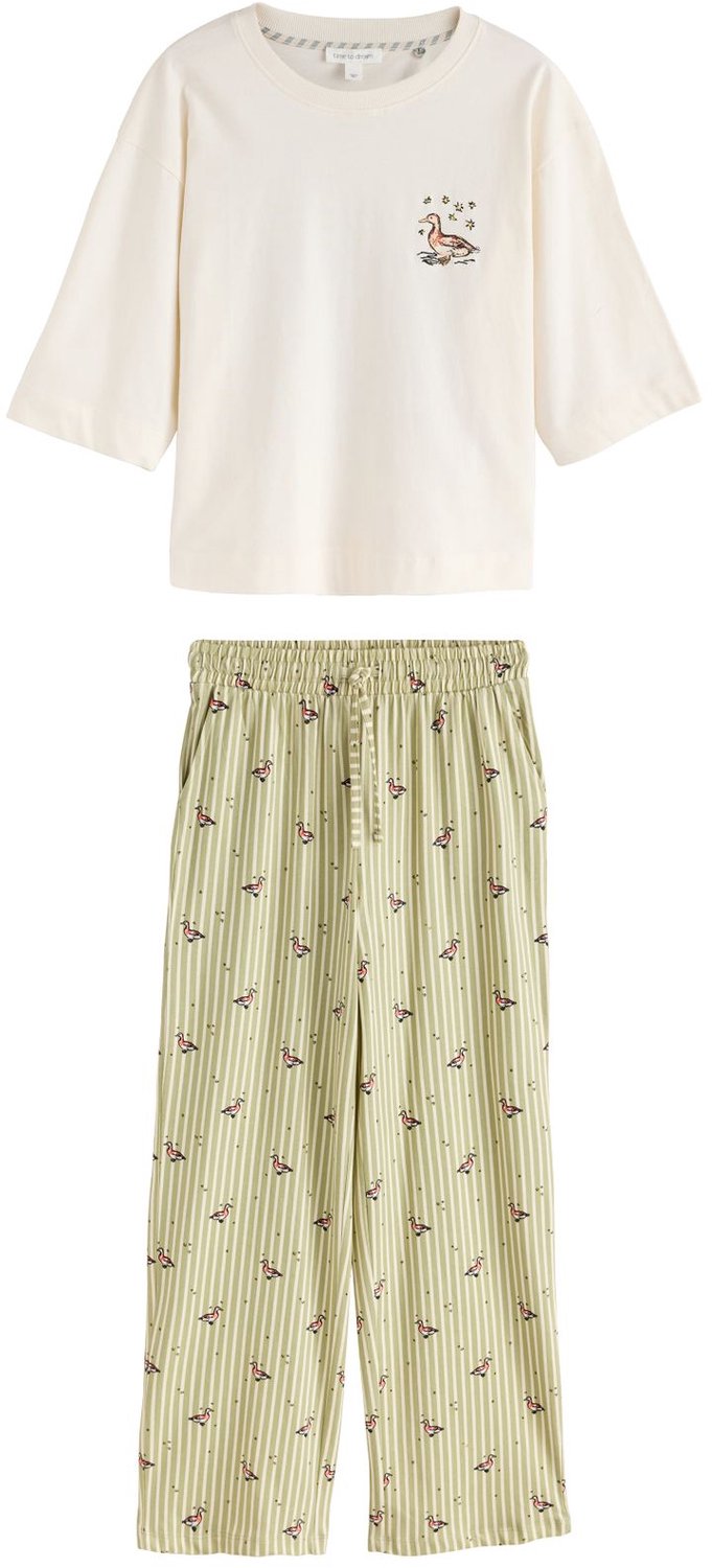 Next Dames - Pyjama met korte mouwen - Crème Green Ducks