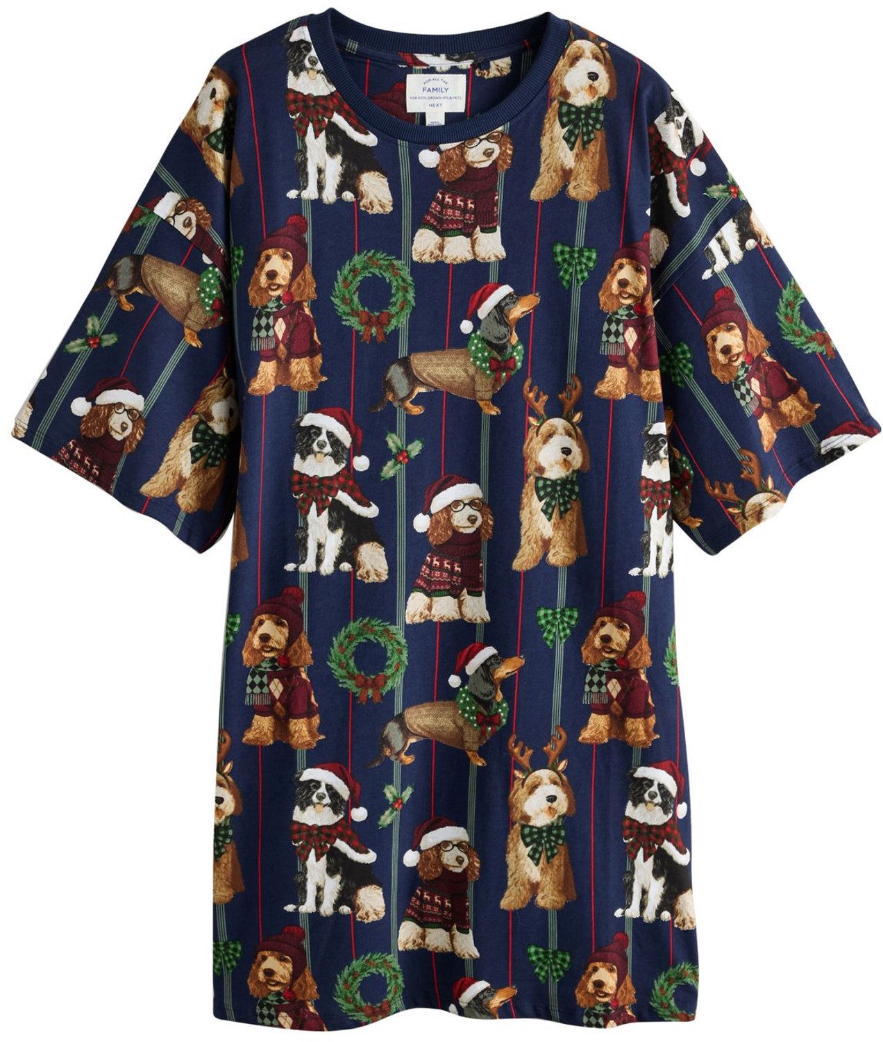 Next Dames - Matching Family kerstnachthemd - Blauw Navy Dog