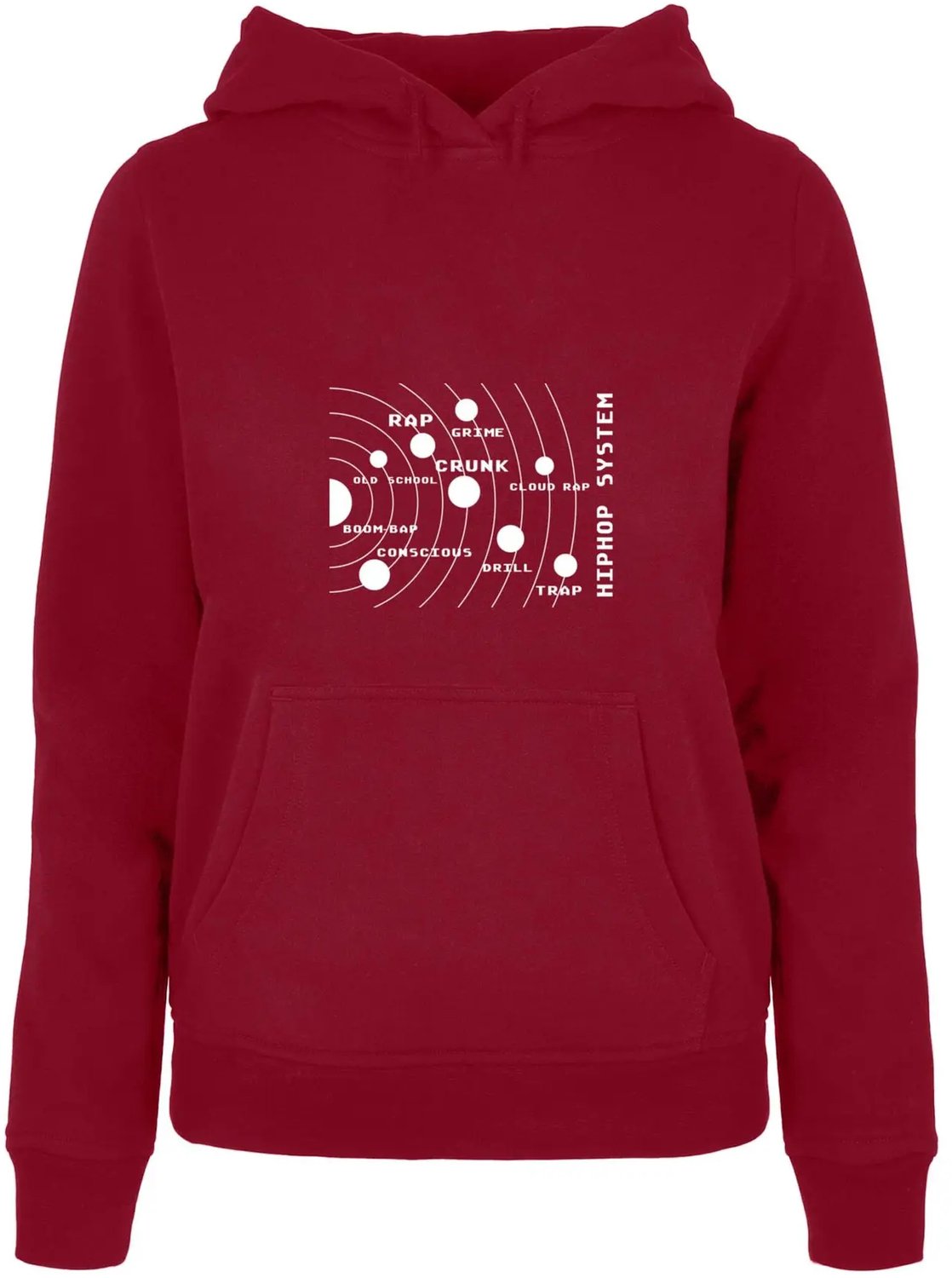Dames Hoodie Mister Tee Hip Hop Radius Bordeauxrood
