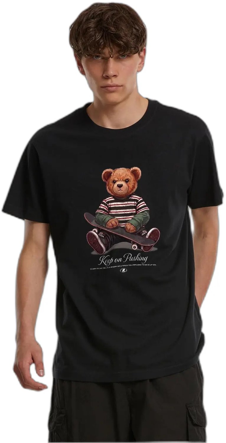 T-shirt Mister Tee Keep on Pushing Bear Zwart