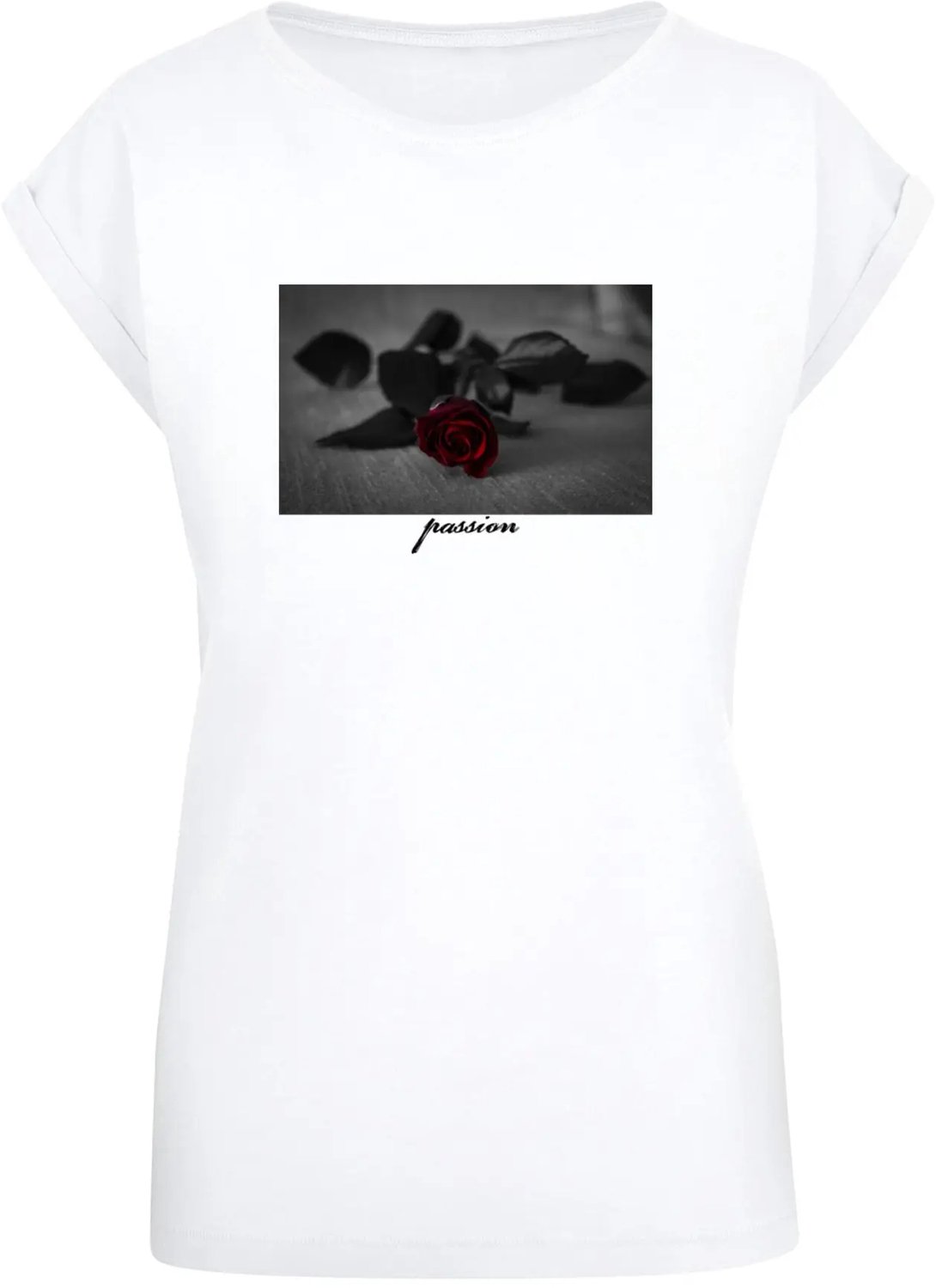 T-shirt dames Mister Tee Passion Rose Wit