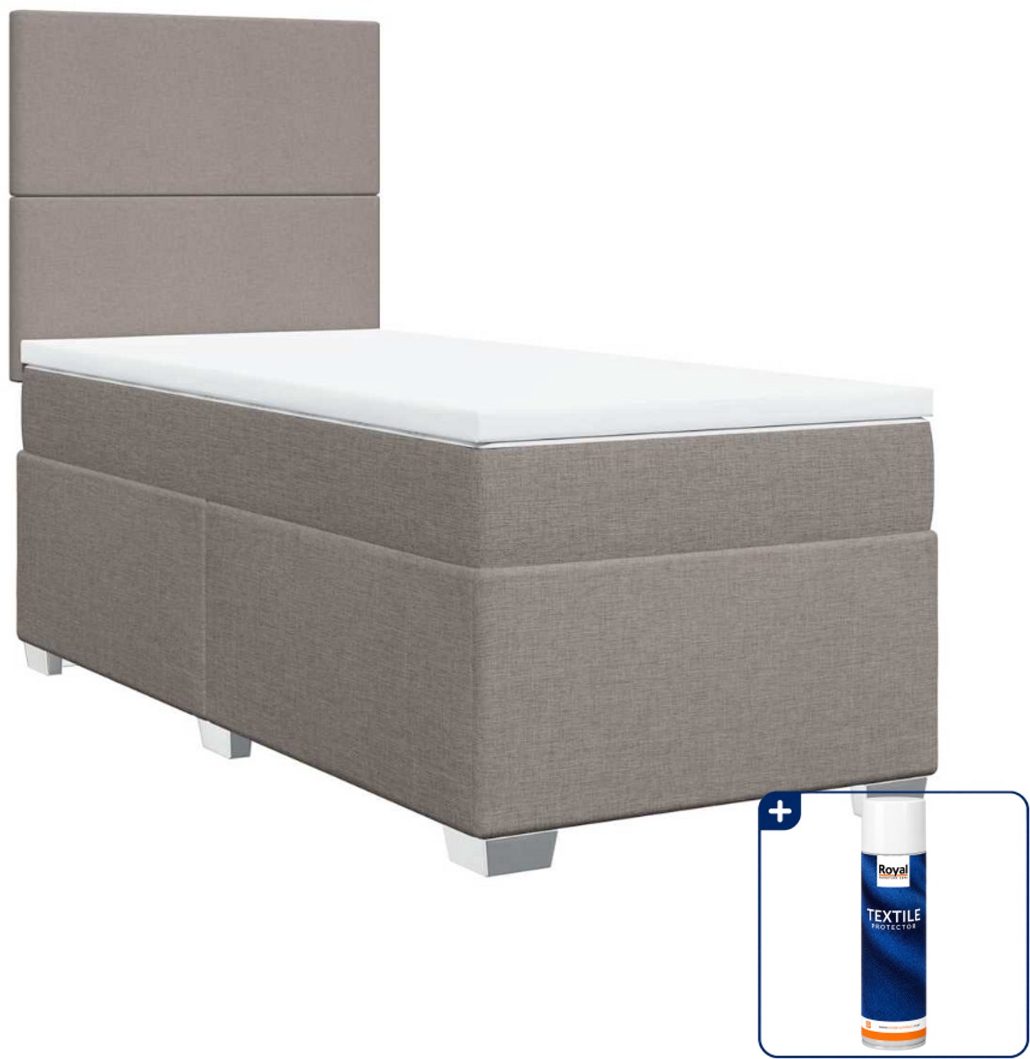 vidaXL boxspring met matras - 100 x 200 cm - stof - taupe - Inclusief textielbeschermer 500 ml