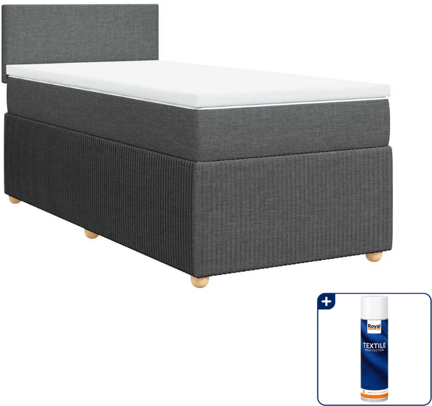 vidaXL boxspring met matras 90 x 200 cm - donkergrijs - Inclusief textielbeschermer 500 ml