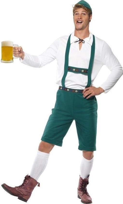 Oktoberfest Groene Oktoberfest lederhosen voor heren - Bierfeest kleding 56/58