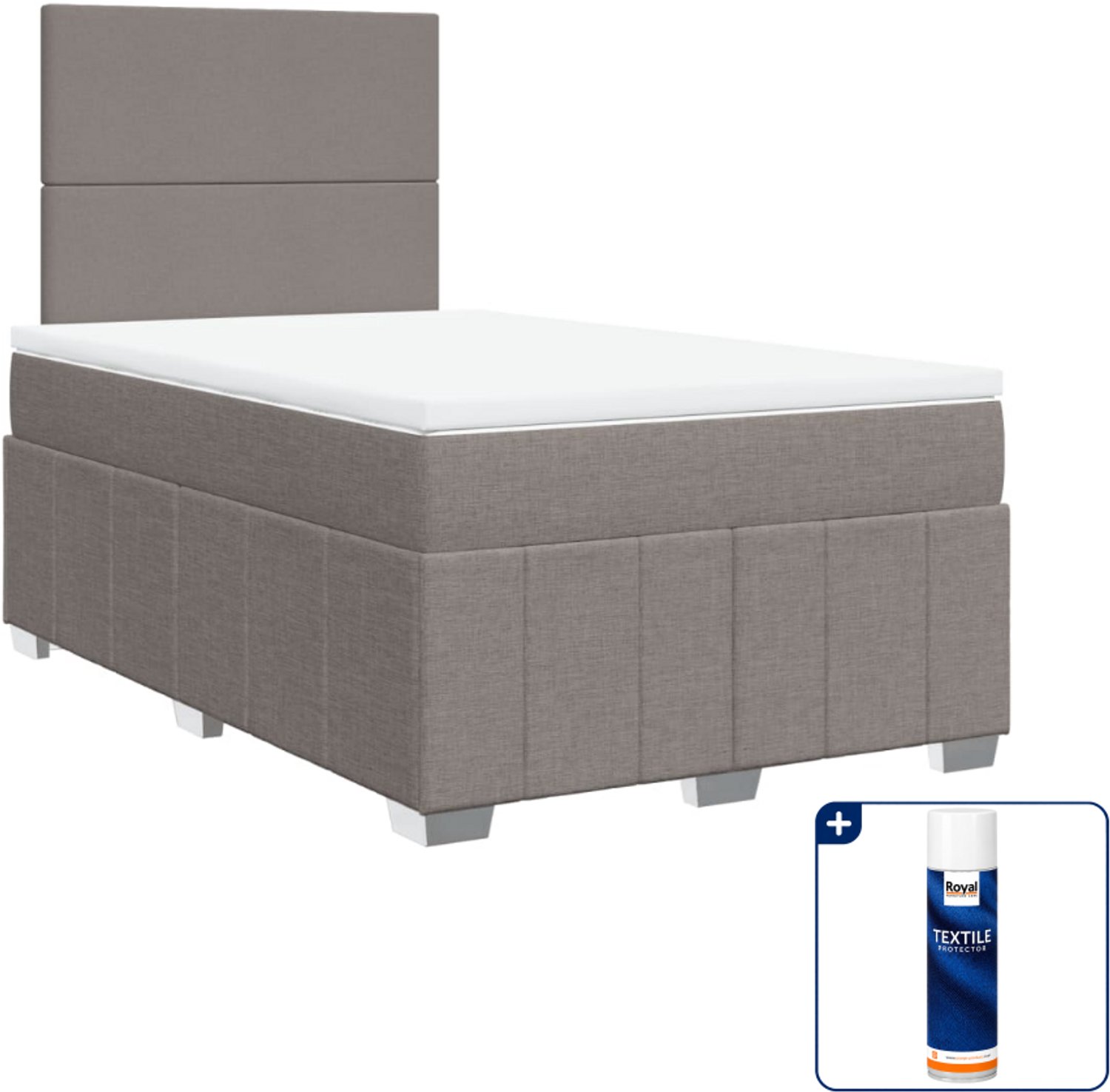 vidaXL boxspring met matras 120 x 190 cm - taupe - Inclusief textielbeschermer 500 ml