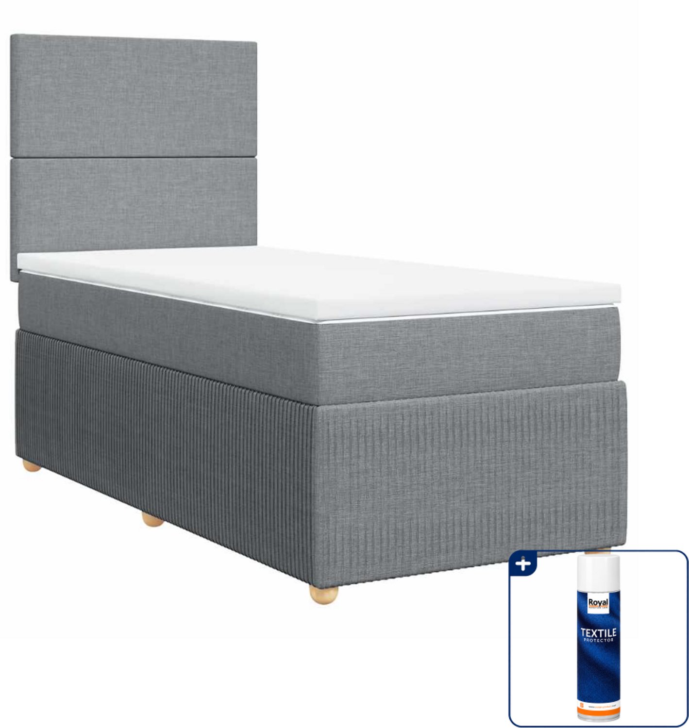 vidaXL boxspring met matras 90 x 200 cm - lichtgrijs - Inclusief textielbeschermer 500 ml