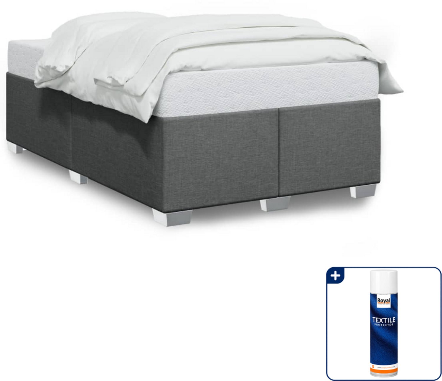 vidaXL Bedframe - 120 x 200 cm - stof - donkergrijs - Inclusief textielbeschermer 500 ml Bruin