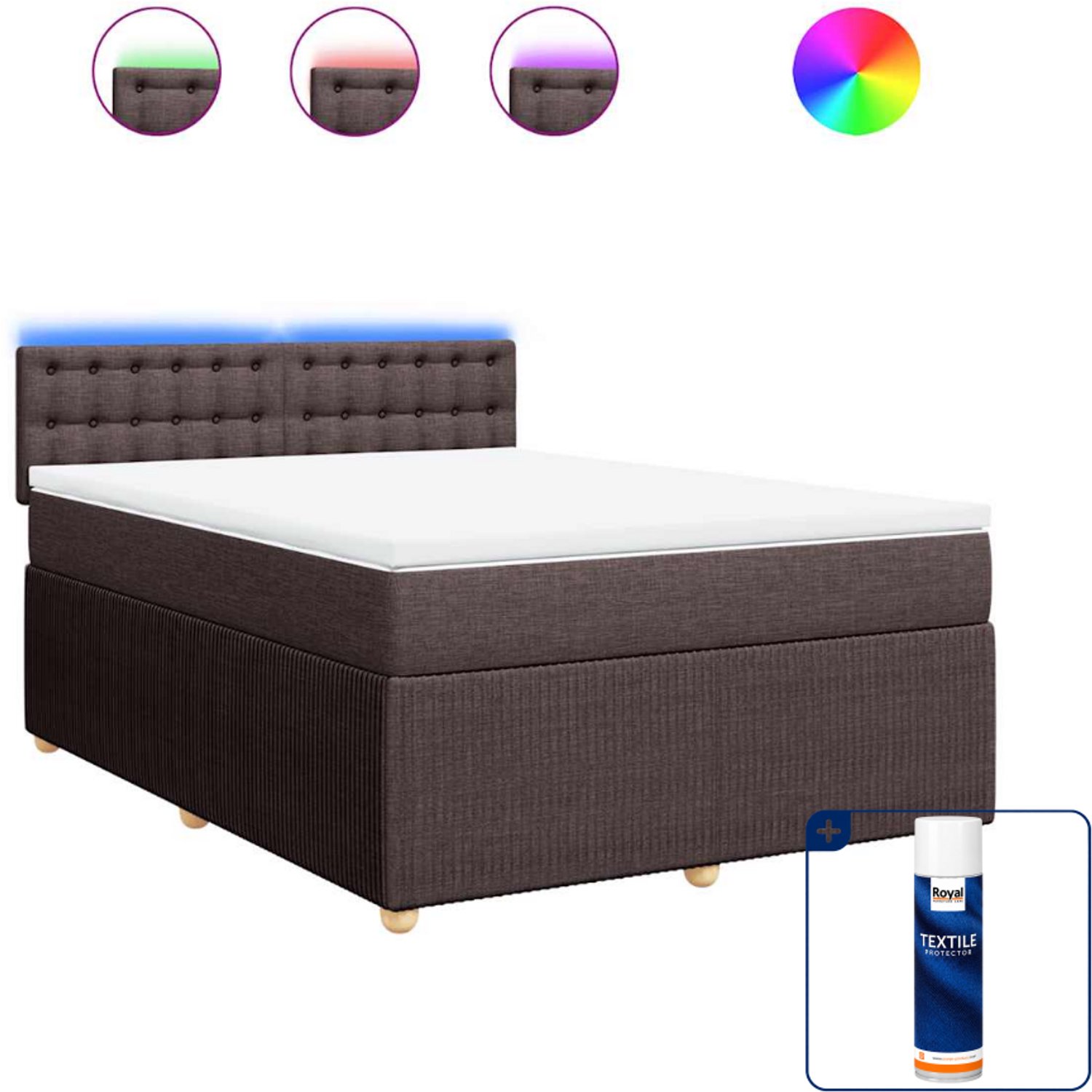 vidaXL boxspring - queensize - 160 x 200 cm - donkerbruin - Inclusief textielbeschermer 500 ml
