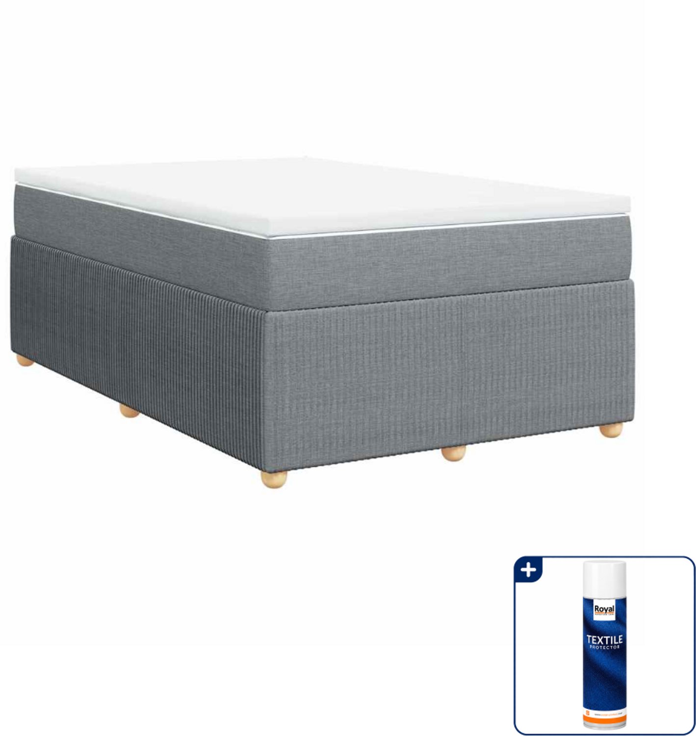 vidaXL boxspring met matras 120 x 190 cm - stof - lichtgrijs - Inclusief textielbeschermer 500 ml