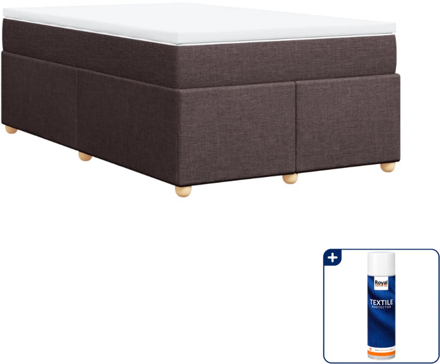 vidaXL boxspring met matras - 120 x 190 cm - donkerbruin - Inclusief textielbeschermer 500 ml