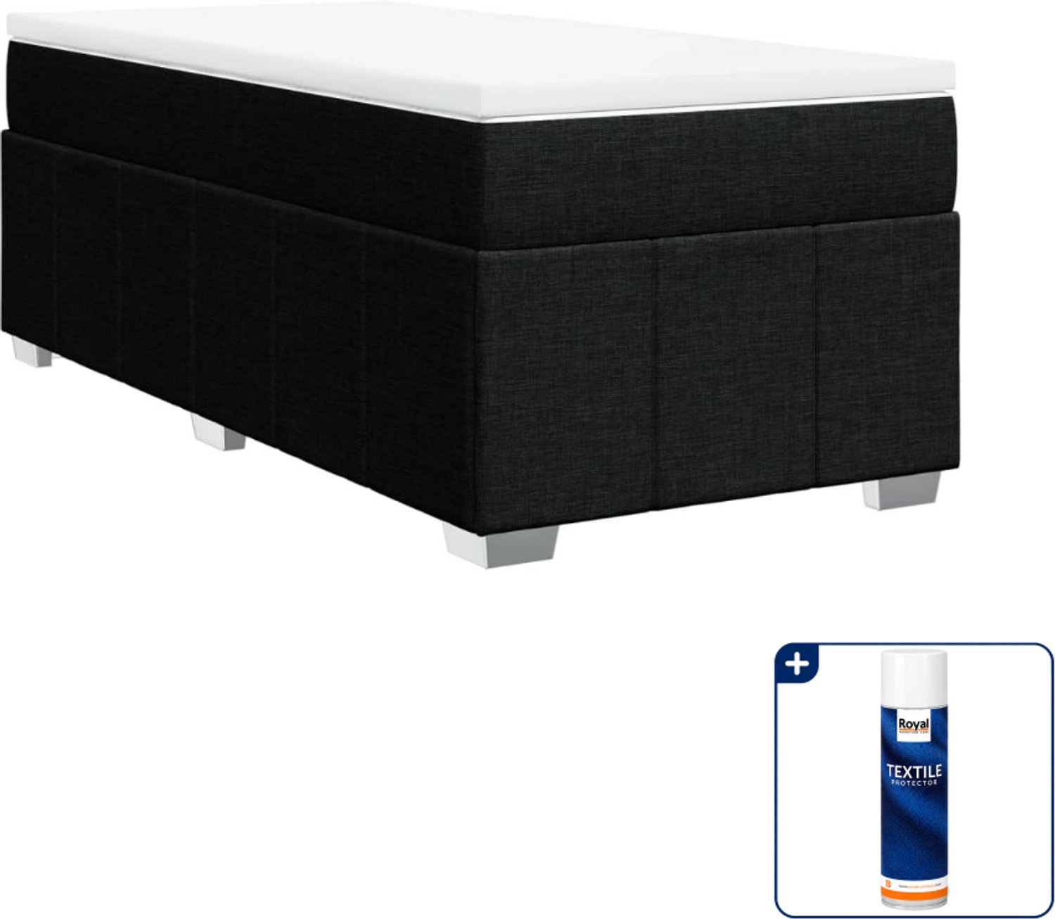 vidaXL boxspring met matras 90 x 190 cm - zwart - Inclusief textielbeschermer 500 ml