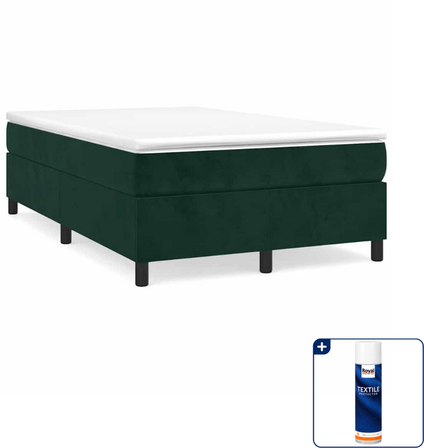vidaXL boxspring met matras 120 x 200 cm - fluweel - donkergroen - Inclusief textielbeschermer 500 ml Bruin
