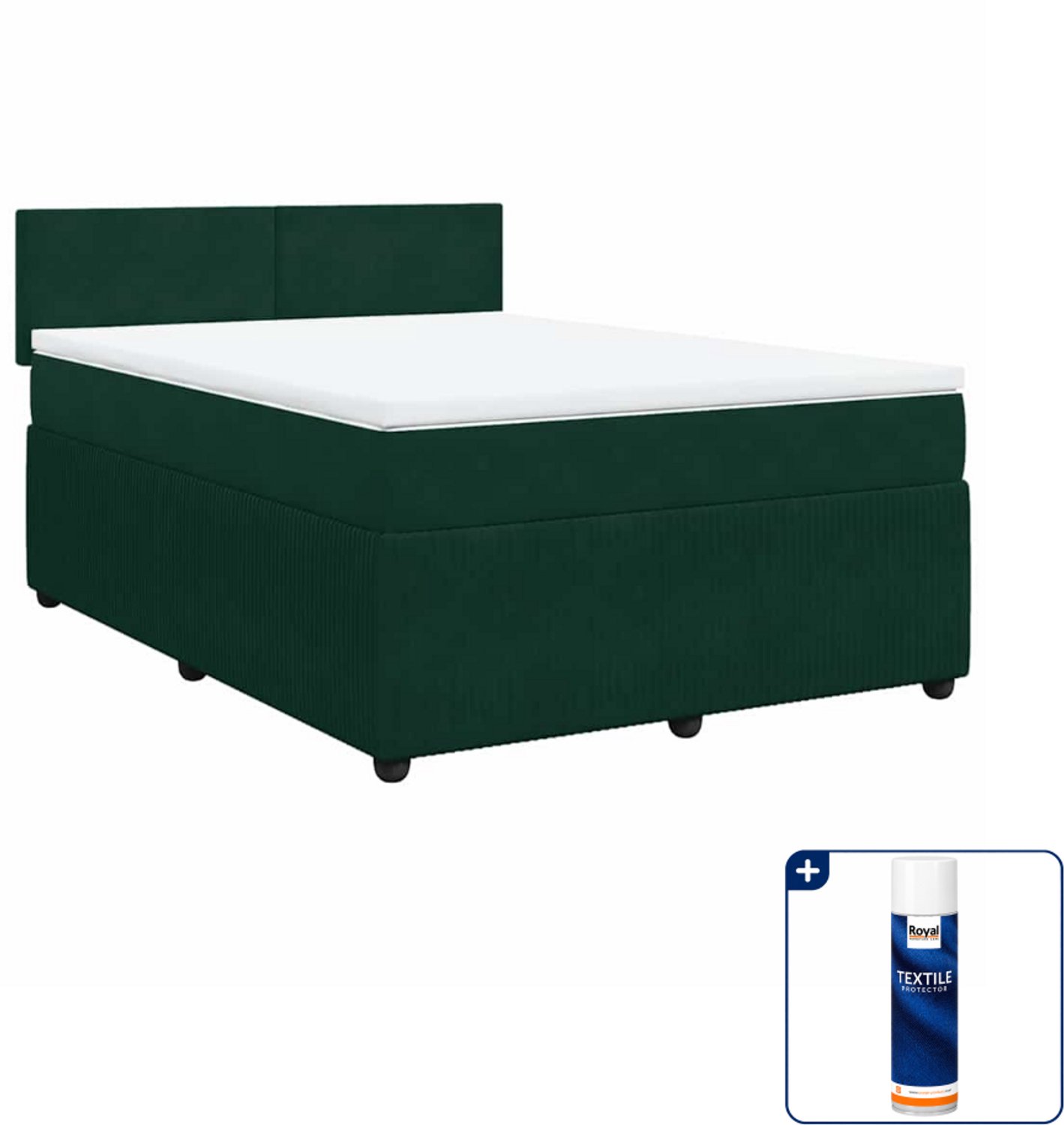 vidaXL boxspring Small double - 140 x 200 cm - donkergroen - Inclusief textielbeschermer 500 ml