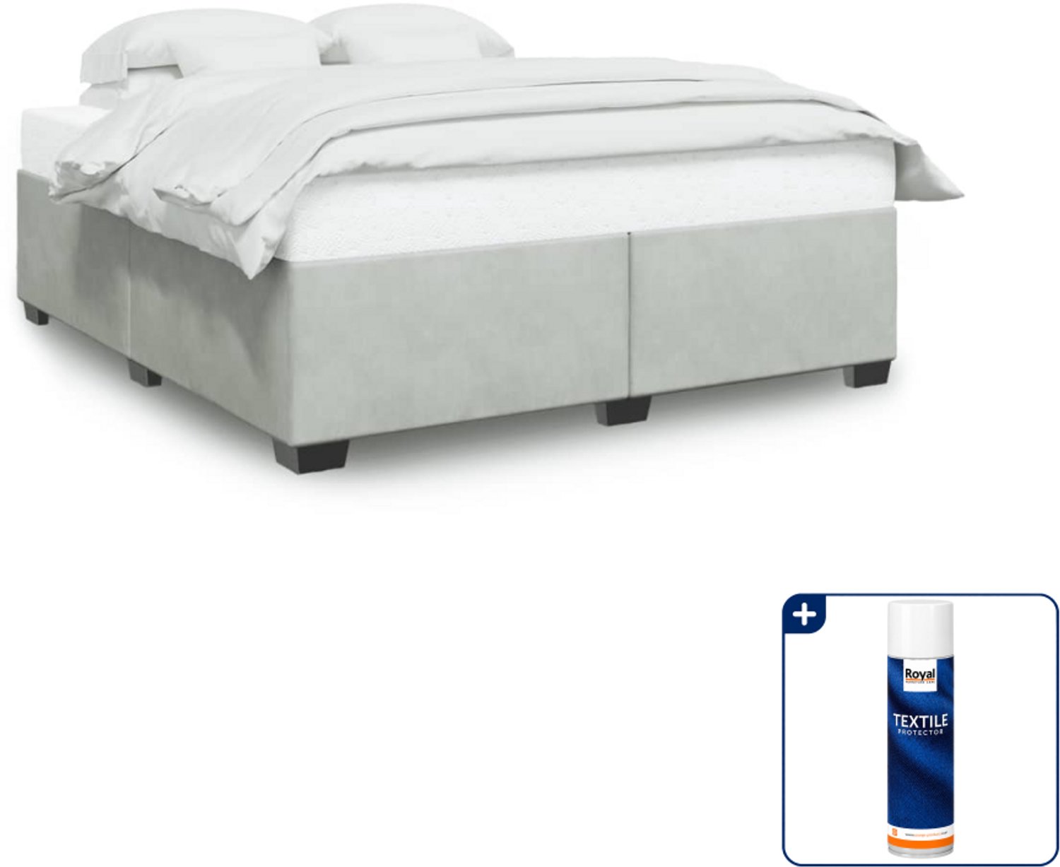 vidaXL bedframe - 200 x 200 cm - fluweel - lichtgrijs - Inclusief textielbeschermer 500 ml