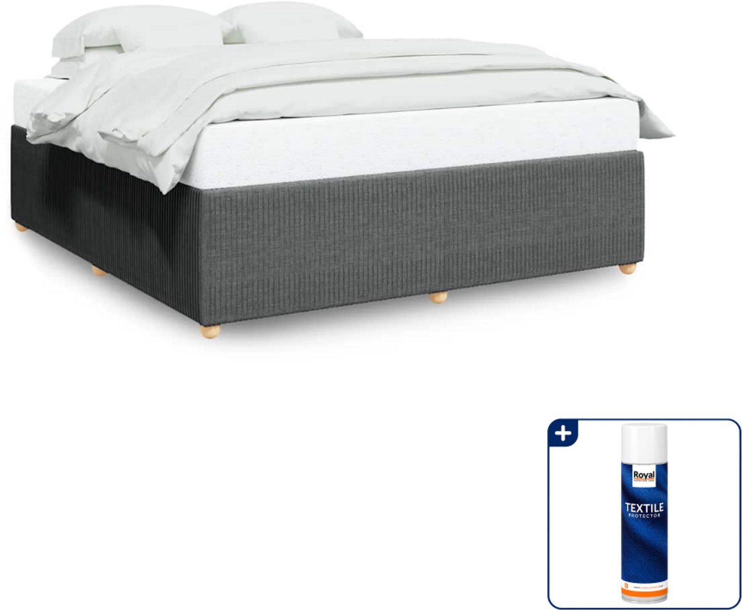 vidaXL bedframe - 200 x 200 cm - donkergrijs - Inclusief textielbeschermer 500 ml