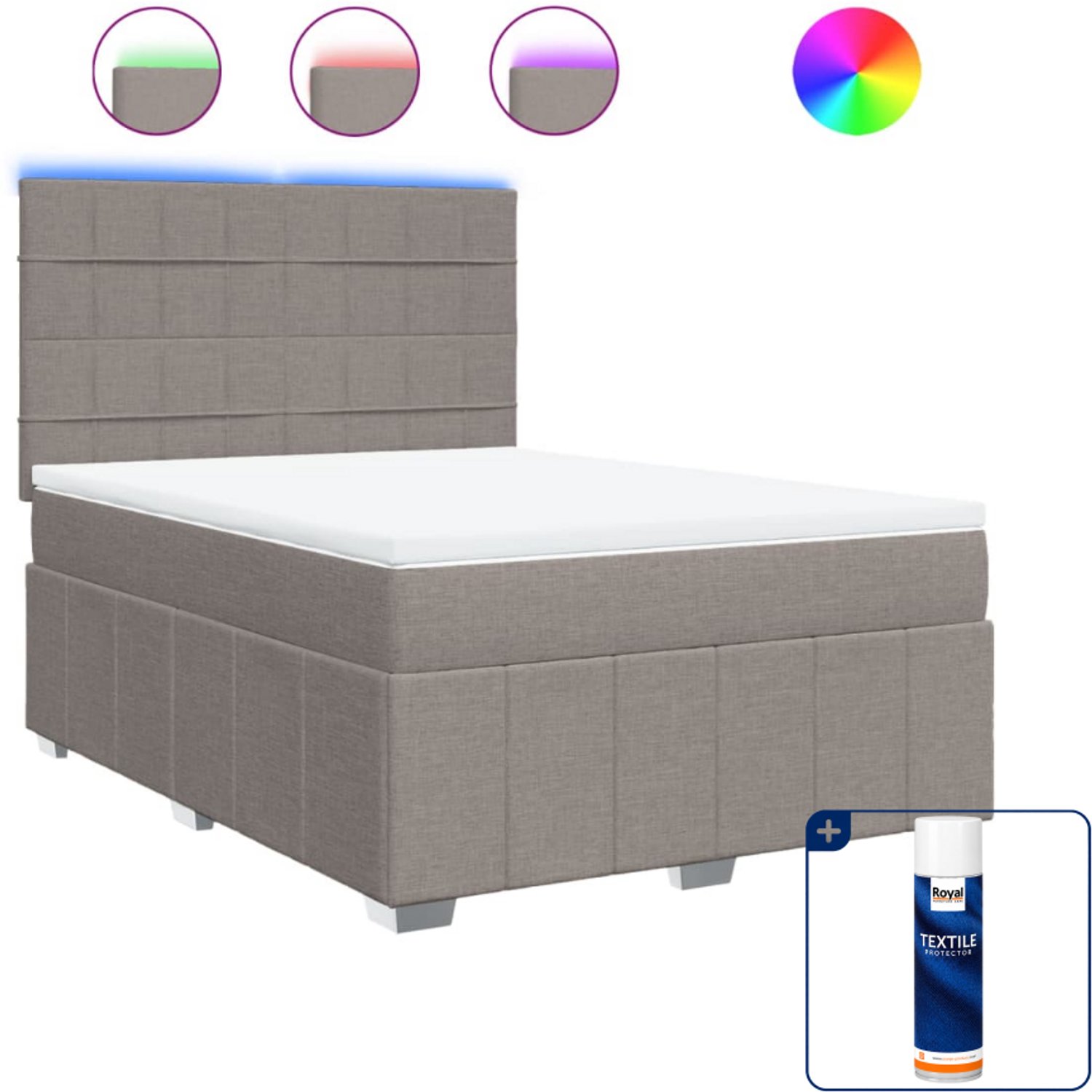 vidaXL boxspring Queensize - 160 x 200 cm - taupe - Inclusief textielbeschermer 500 ml