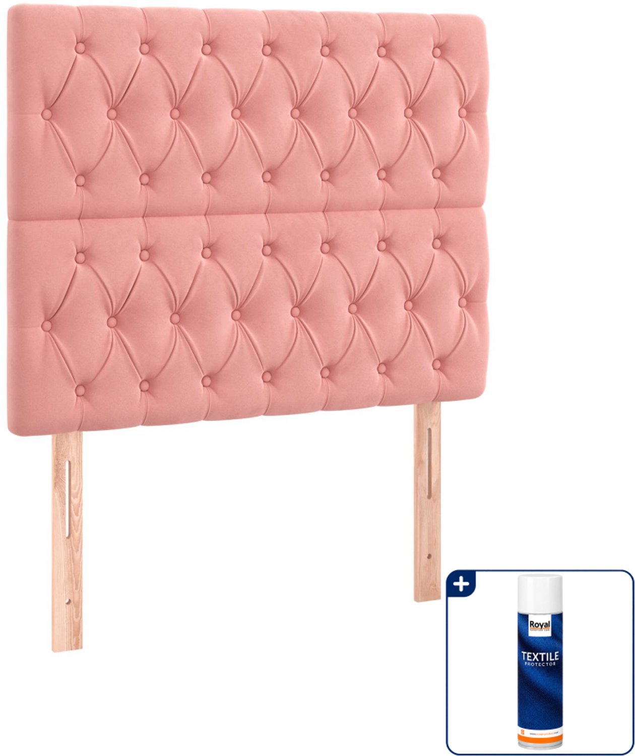 vidaXL boxspring met matras 120 x 190 cm - fluweel - roze - Inclusief textielbeschermer 500 ml