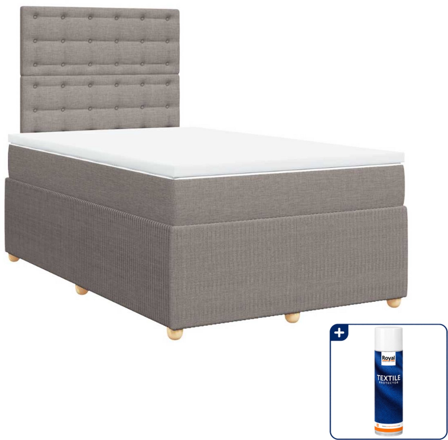 vidaXL boxspring met matras - 120 x 200 cm - taupe - Inclusief textielbeschermer 500 ml